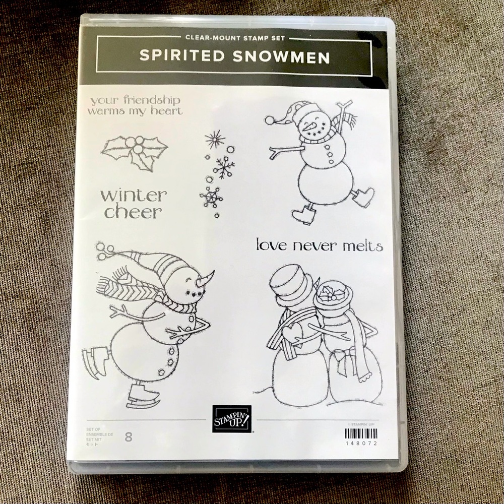 Stampin’ Up SPIRITED SNOWMEN 8 piece clear mount stamp set.